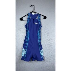 Louis Garneau Triathlon One Piece Womens Small Blue Floral Racerback Swimsuit